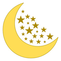 Crescent moon and 18 stars.