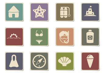 relaxing on the beach icon set