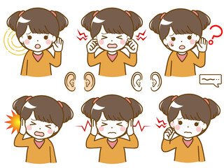 耳に異常がある幼い少女