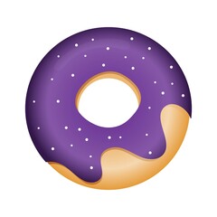 Vector illustration of a donut in purple glaze.