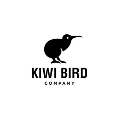 Abstract minimal kiwi bird logo icon design in trendy simple flat style 