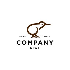Abstract minimal kiwi bird logo icon design in trendy simple line style 