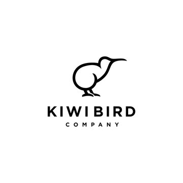 Abstract minimal kiwi bird logo icon design in trendy simple line style 