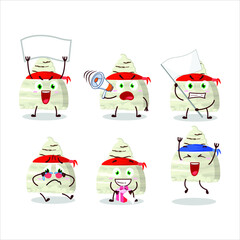 Mascot design style of vanilla ice cream scoops character as an attractive supporter. Vector illustration