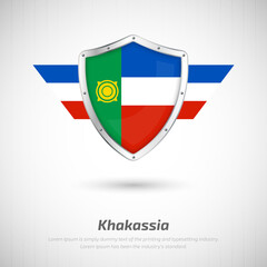 Elegant glossy shield for Khakassia country with happy national day greeting background