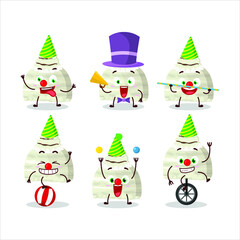 Cartoon character of vanilla ice cream scoops with various circus shows. Vector illustration