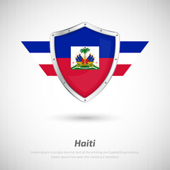 Elegant glossy shield for Haiti country with happy independence day greeting background