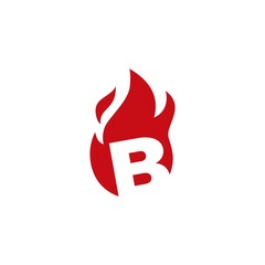 b letter fire flame logo vector icon illustration