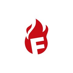 f letter fire flame logo vector icon illustration