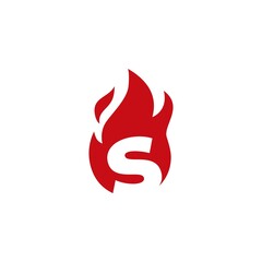 s letter fire flame logo vector icon illustration
