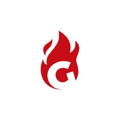 g letter fire flame logo vector icon illustration
