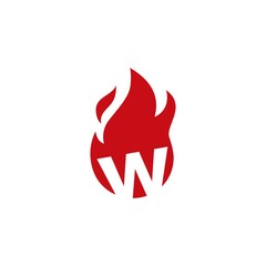 w letter fire flame logo vector icon illustration
