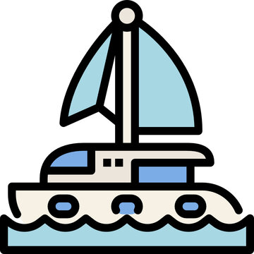 recommend clip art: catamaran boat color outline icon