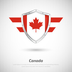 Obraz premium Elegant glossy shield for Canada country with happy national day greeting background