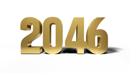 2046 golden bold letters isolated on white 3d-illustration
