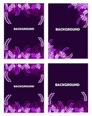 Art & Illustration one set purple background with plant leaf pattern