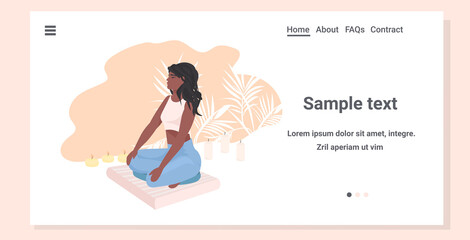 african american woman sitting lotus pose beautiful girl doing yoga exercises healthy lifestyle