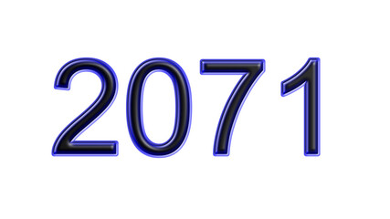 blue 2071 number 3d effect white background