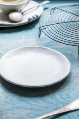 Empty serving gray plate