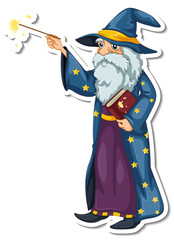 An old wizard cartoon character sticker