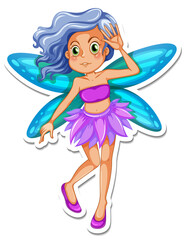 Fototapeta na wymiar Beautiful pixie cartoon character sticker