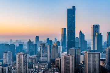 Fototapeta na wymiar Dusk scenery of Nanjing city skyline in Jiangsu, China