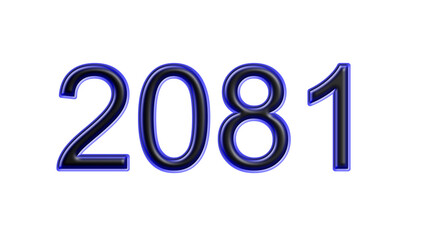 blue 2081 number 3d effect white background
