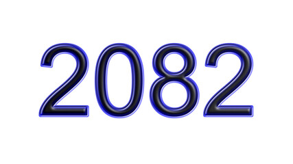 blue 2082 number 3d effect white background