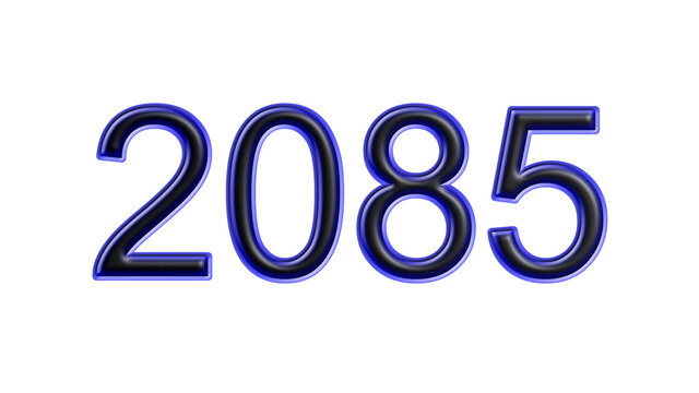 blue 2085 number 3d effect white background