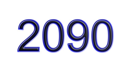 blue 2090 number 3d effect white background
