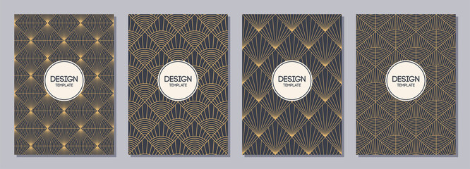 Set of flyer, posters, banners, placards, brochure design templates A6 size. Art deco color patterns. Graphic design templates for greeting and invitation cards. Abstract geometric vector backgrounds. © Andrey