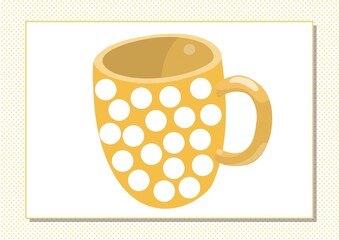 Educational children game, vector illustration. Match by color. Printable worksheet. Finger painting, coloring. Yellow cup.