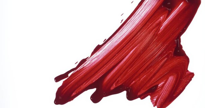 Closeup of Artist holding paint brush and drawing painting on white background.
