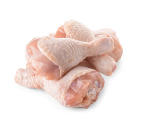Raw chicken legs on white background