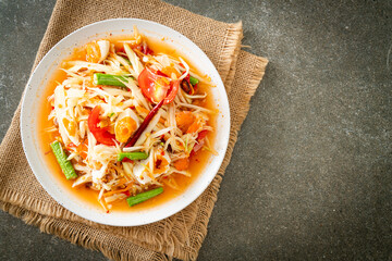 Som Tum - Thai Spicy green papaya salad with salty eggs