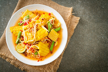 Som Tum - Thai spicy papaya salad with corn