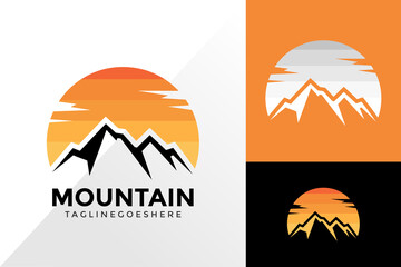 Mountain and Sunset Logo Design, Brand Identity Logos Designs Vector Illustration Template - obrazy, fototapety, plakaty