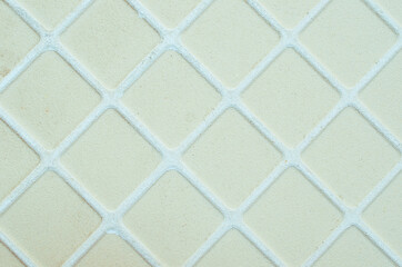 Tile floor tiles with a pattern of square cells. Horizontal format