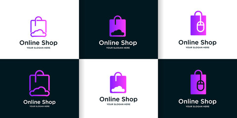 online shop logo with cloud and mouse idea