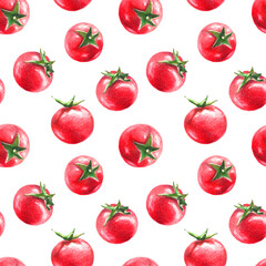 Cherry tomatoes by color pencils