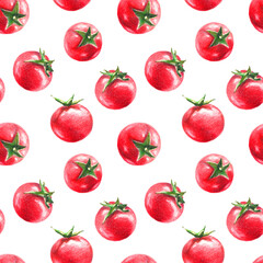 Cherry tomatoes by color pencils