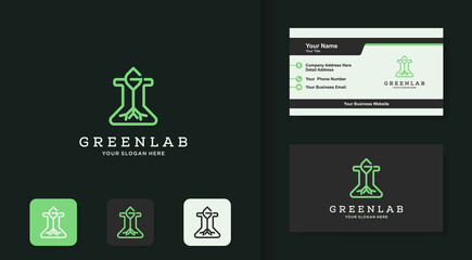 natural lab logo, tree glass and business card