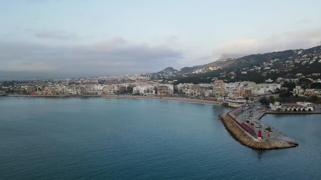 Aerial views on a clody day in the Javea's Port