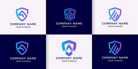 shield arrow technology logo, letter a shield tech logo