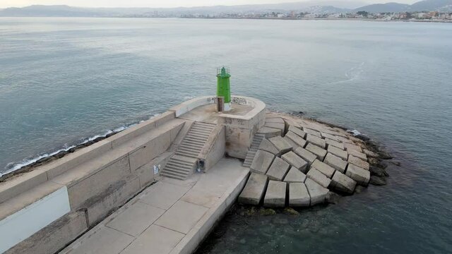 Aerial views on a clody day in the Javea's Port