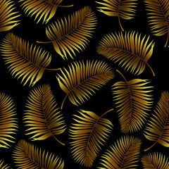 Illustration of a seamless pattern of golden palm leaves. You can use it for your own design.