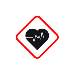 Warning  signal with a heart beat sign vector illustration