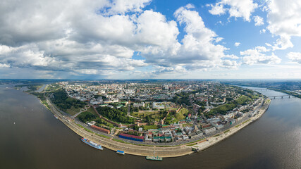 Nizhny Novgorod, Russia. Panorama of the city with a view of the Kremlin. Aerial view