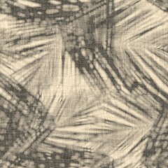 Seamless abstract print of botanical leaf shadows over abstract surface design. High quality illustration. Tropical palm leaves showing in the negative space between sunlight rays overlaid on design.