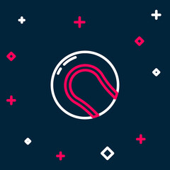 Line Baseball ball icon isolated on blue background. Colorful outline concept. Vector